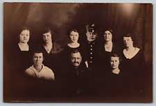 Original Old Vintage Antique Family Photo Picture Ladies Gentleman Soldier Sepia picture
