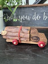 California Redwood Logger Wooden Toy Truck Red Wheels picture