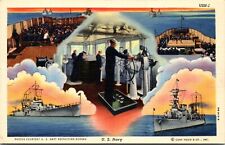U.S. Navy Recruiting Bureau Naval Ship Postcard Linen Unposted A1112 picture