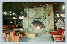 Bear Mt NY-New York, Bear Mt State Park, Lodge Fireplace, Vintage Postcard picture