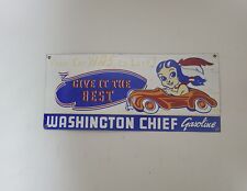 Washington Chief Gasoline Enamel Sign Vintage Advertising Ads 45cm X 20cm  picture