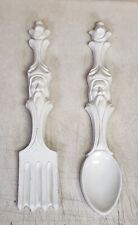 Vintage Large Ceramic Fork And Spoon Brown Wall Decor Wise Man picture