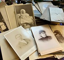 Antique Lot of 50 Cabinet Cards Studio Portraits Mounted In Folders Huge Variety picture