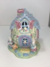VTG Avon 2003 Luminous Treasures Spring Garden Tealight House W/Bunnies In BOX picture