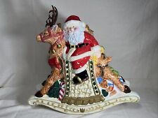 Vintage Christmas Santa on Reindeer Rocking Horse Music Box 14” See Description picture