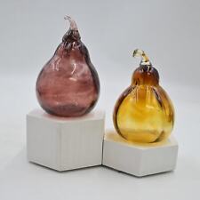 Vintage Mid Century Modern Blown Glass Pears Pair Of 2 picture