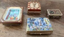 Four Small Trinket Boxes. 3 by Limoges Porcelain and 1 Brass Cloisonne Example picture