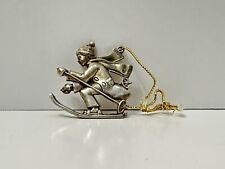 Vintage Gorham 1988 Silver Plate Winter Skier Christmas Ornament picture