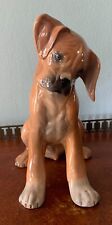 Ronzan Mid Century Italian Ceramic Signed Sitting Boxer Dog Puppy Italy C. 1950 picture