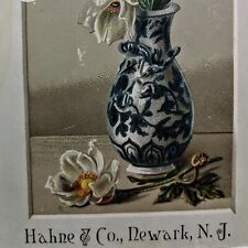 c1880s Newark, NJ Hahne & Co. Wilting Flower Vase Trade Card Framed Antique C53 picture
