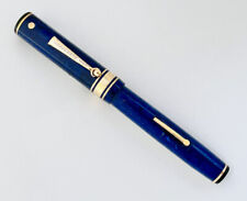Vintage Wahl Eversharp Blue DECO BAND Fountain Pen Gold Seal 14k Flex Nib picture