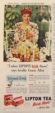 1945 GRACIE ALLEN Lipton Tea Color Print Ad picture