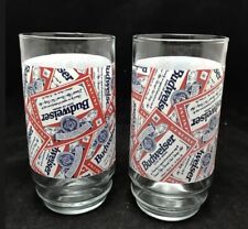 Budweiser Label Glasses Bar Ware Indiana Glass Set of 2 picture