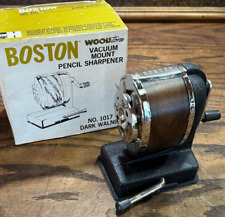 Vintage NOS Boston Vacuum Mount Pencil Sharpener / New in Box #1017 Dark Walnut picture