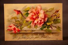 1907 Artist Signed Roses Birthday Postcard, International Art Publishing #776 picture