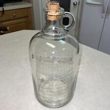 Vintage One Half Gallon Clear Glass Jug with Loop Handle & Cork Stopper READ picture