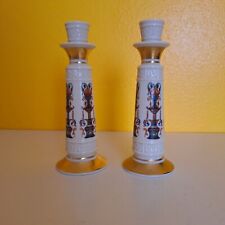 PAIR OF LENOX LIDO CANDLESTICKS CANDLE HOLDERS GOLD TRIM - RETIRED - 8 1/4