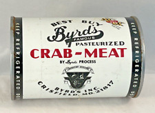 RARE VINTAGE 12 OZ. BYRD'S FAMOUS CRAB-MEAT TIN CAN ~ CRISFIELD, MD ~ MD-195-C-P picture