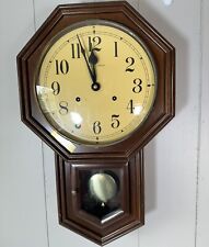 Hamilton Westminister Headmaster Wall Clock Working With Key Solid Wood Antique picture