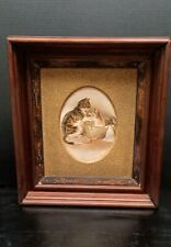 Antique Framed Cat With Kittens Print 17