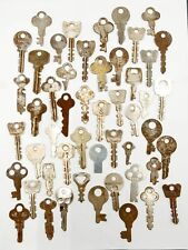 Lot of 60 Various Antique FLAT KEYS for Old Padlocks Drawers Boxes Etc Vintage picture