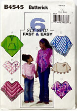2005 Butterick Sewing Pattern B4545 Girls Ponchos 6 Styles 3-6 Outerwear 12775 picture