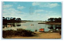 POSTCARD Bass River from Upper County Road Cape Cod Massachusetts Boats Beach picture