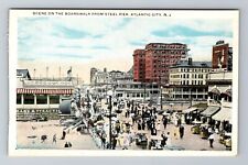Atlantic City NJ-New Jersey, Aerial Boardwalk From Steel Pier, Vintage Postcard picture