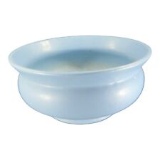 Antique Hand Made Pottery Bowl Planter Light Blue Glazed Ceramic Vintage Dish picture