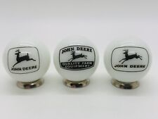 Collection of 3 ONE INCH John Deere Shooter Glass Marbles & Stands. picture