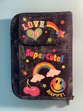Vintage Lisa Frank Denim Full Zip Planner Wallet Purse Agenda Bag picture