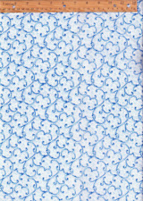 Fabric Vintage Cotton Blue White BTY Benartex Swirls Leaves This N' That picture