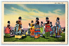 1940 Women Wearing Traditional and Colorful Dress Meke Fiji Vintage Postcard picture