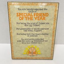 Vintage Ziggy Special Friend of the Year Tom Wilson Free Stand Plaque 7.5x5.75