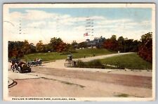 Pavilion Brookside Park Cleveland Ohio OH 1918 White Border Flag Vintage Postcar picture