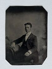 Antique Victorian Old Tintype Photo Handsome Young Man Tin Type picture