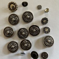 Gorgeous Vintage Modern Silver Buttons Lot most Metal-Crafts Art Deco Sewing Diy picture