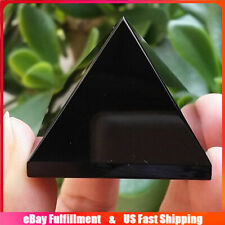 Natural Black Obsidian Quartz Crystal Pyramid Chakra Orgone Energy Tower Healing picture