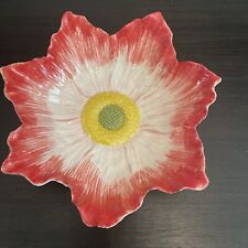 Vintage TOZAI Home handmade free form Red sunflower art deco ceramic bowl EUC picture
