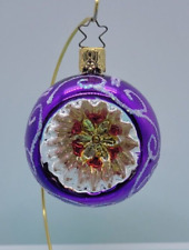 Inge Glas Ornament Purple Silver Reflector Ball Christmas Flower Blossom Shiny picture