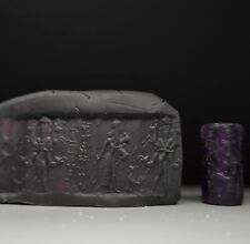 AN IMPORTANT SUMERIAN PRECIOUS AMETHYST STONE CYLINDER SEAL. picture
