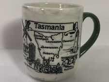 VINTAGE TASMANIA COFFEE MUG CUP TEA ETCHED 2 SIDED HISTORY picture