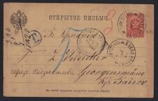 RUSSIA 1890 GERMANY POSTAGE DUE POST CARD W/