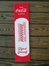 Coca-Cola Red And White Metal Thermometer Refresh Yourself Retro picture