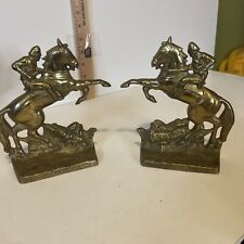 2 - Antique 1945 Pennsylvania State Police Horse Heavy Brass Bookends  Doorstops picture