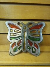 Vintage Cast Iron Butterfly Trivet Stained Glass Taiwan 6 1/2