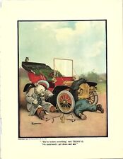 1906 EDWARD STERN & CO ROSEVELT BEARS BROKEN DOWN CAR LITHOGRAPHIC PRINT Z5521 picture