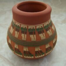 SIGNED MANUEL YELLOWHAIR NAVAJO ART POTTERY CLAY VASE POT #605 845 picture