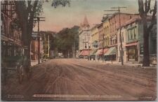 1909 FORT EDWARD New York Postcard BROADWAY Downtown Street Scene / Hand-Colored picture