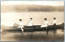 WOMEN CANOEING ANTIQUE REAL PHOTO POSTCARD RPPC  picture